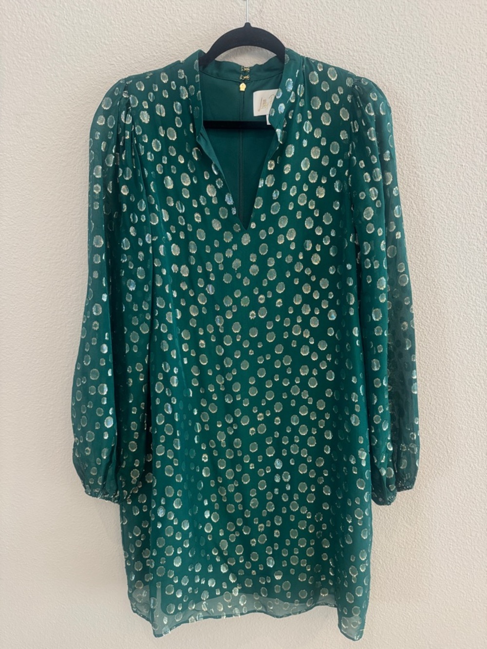 Lilly Pulitzer Green Dress with Gold Dot Accents
